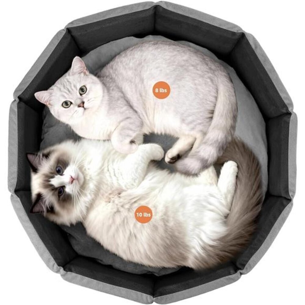 Cozy Round Cat Bed 20 Inch Washable for 2 Cats